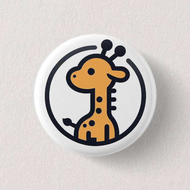 Simple Minimalist Cute Giraffe in a  Circle 1 Inch Round Button (Front)