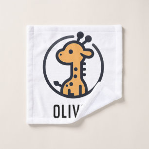 Simple Minimalist Cute Giraffe in a Circle Wash Cloth