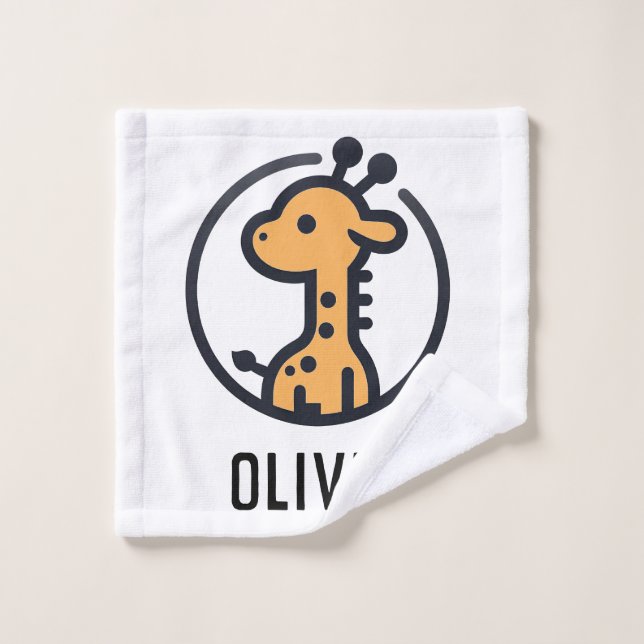 Simple Minimalist Cute Giraffe in a  Circle Wash Cloth (Wash Cloth)