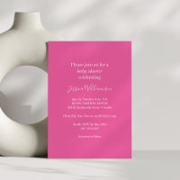 Simple Minimalist Cute Hot Pink Baby Shower