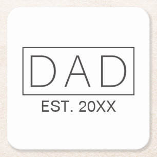 Simple Minimalist Dad Typography Coaster