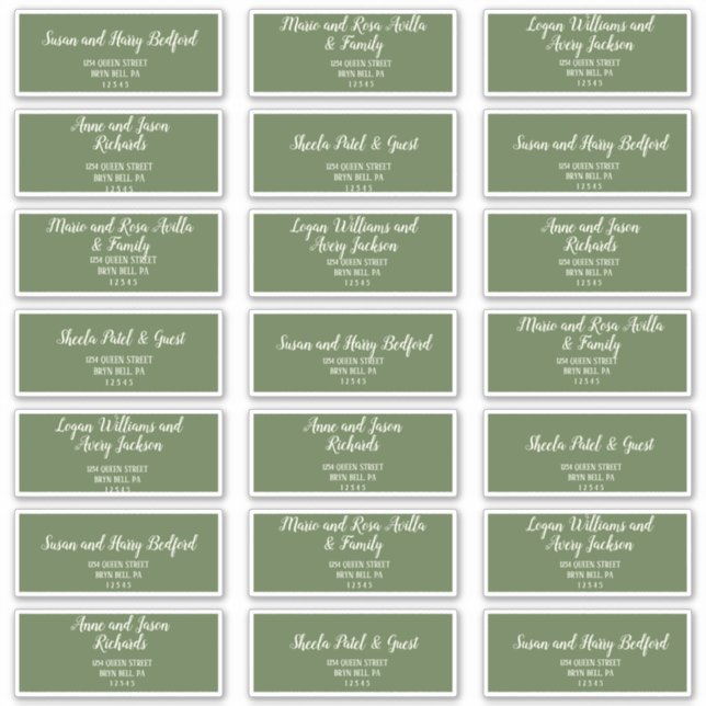 Simple Minimalist|Dark Sage Guest Address Labels (Front)