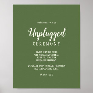 Simple Minimalist Dark Sage Unplugged Ceremony Poster