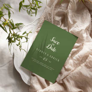Simple Minimalist Dark Sage Wedding Save The Date