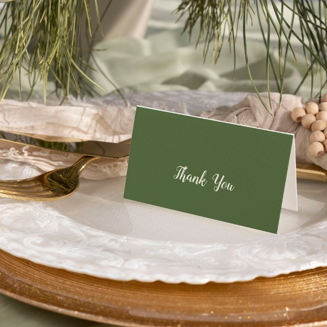 Simple Minimalist|Dark Sage Wedding Thank You Card (Creator Uploaded)