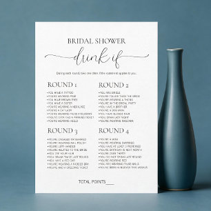 Simple Minimalist Drink If Bridal Shower Game Invitation