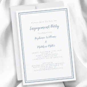 Simple Minimalist Dusty Blue Engagement Party Invitation