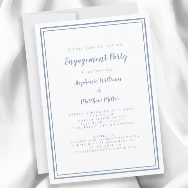 Simple Minimalist Dusty Blue Engagement Party Invitation (Simple Minimalist Dusty Blue Engagement Party Invitation)