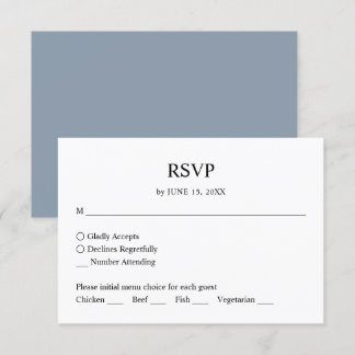 Simple Minimalist Dusty Blue Wedding RSVP Response