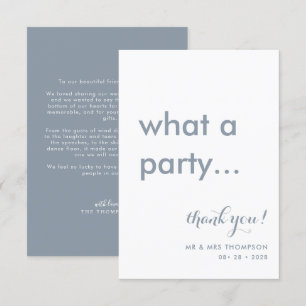 Simple Minimalist Dusty Blue Wedding Thank You Card