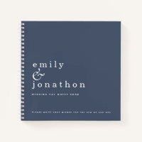 Simple Minimalist Dusty Navy Wedding Guest Book