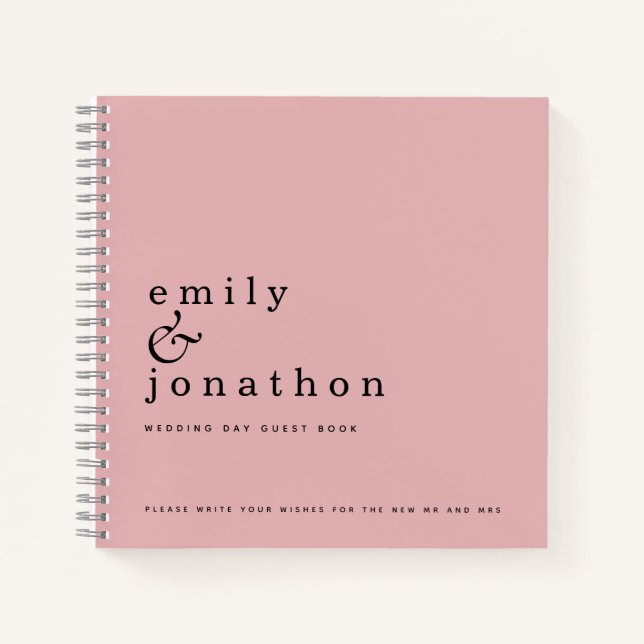 Simple Minimalist Dusty Pink Wedding Guest Book (Front)