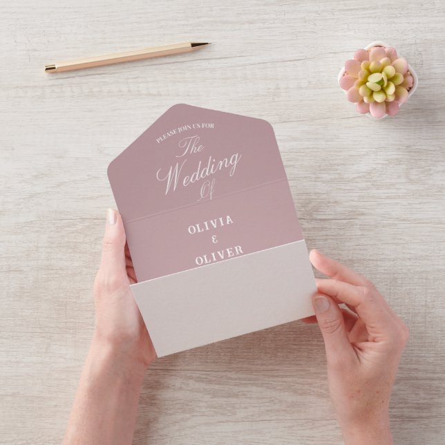 Simple minimalist dusty rose QR code wedding  All In One Invitation (Video)