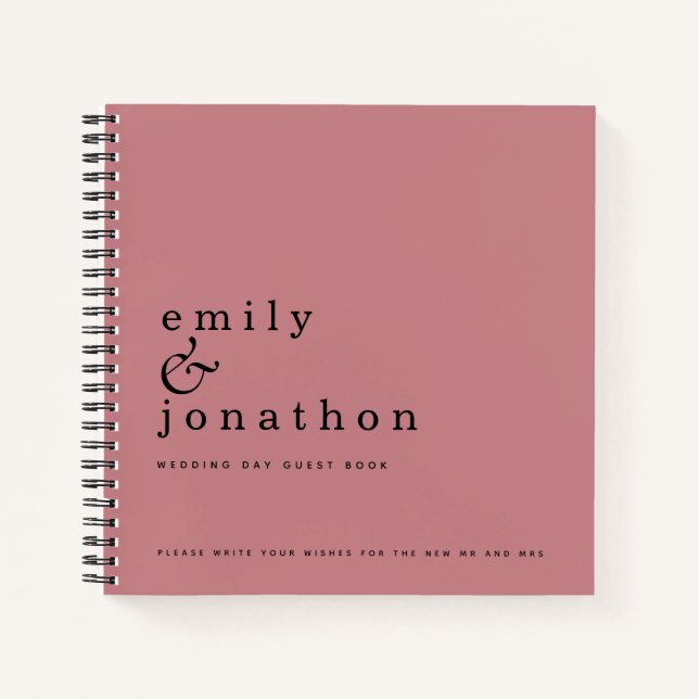 Simple Minimalist Dusty Rose Wedding Guest Book (Front)