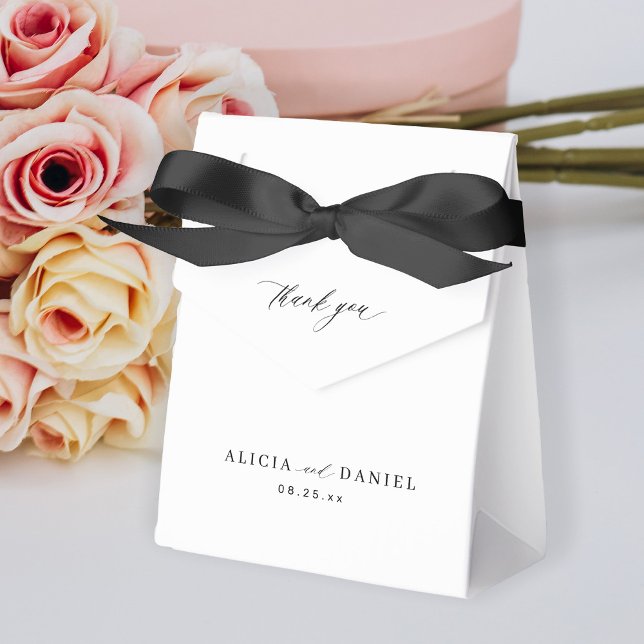 Simple minimalist elegant black and white wedding favor box (Creator Uploaded)
