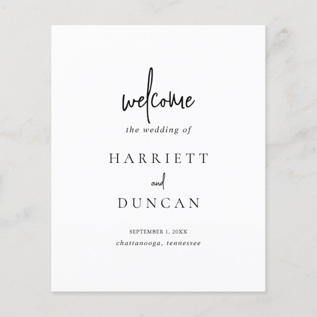 Simple Minimalist Elegant Budget Wedding Program (Front)