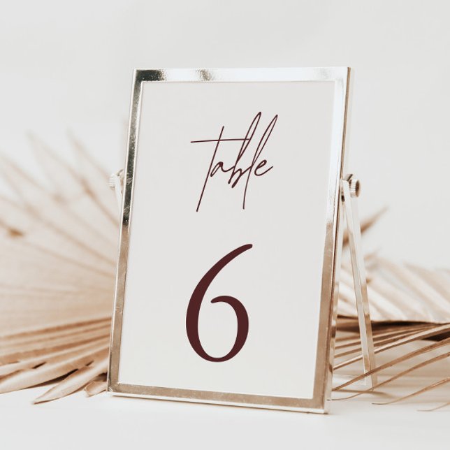 Simple Minimalist Elegant Burgundy Table Number (Simple Minimalist Elegant Burgundy Table Number)