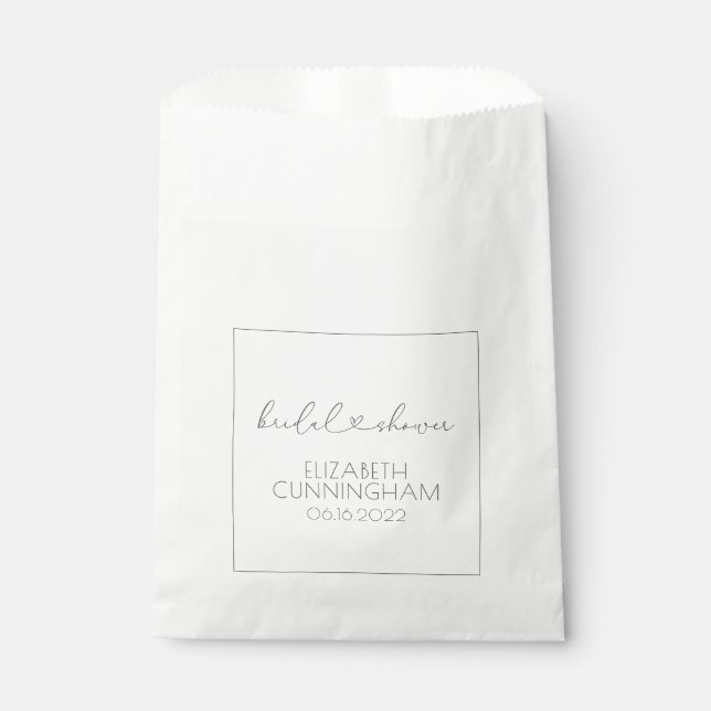 Simple Minimalist Elegant Chic Heart Bridal Shower Favour Bag (Front)