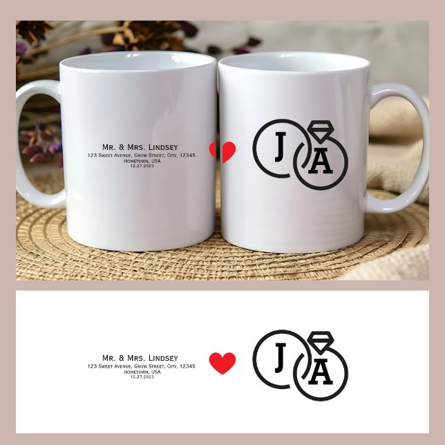 Simple Minimalist Elegant Chic Modern Heart Mug (Elegant Modern Wedding Mug Give Aways)