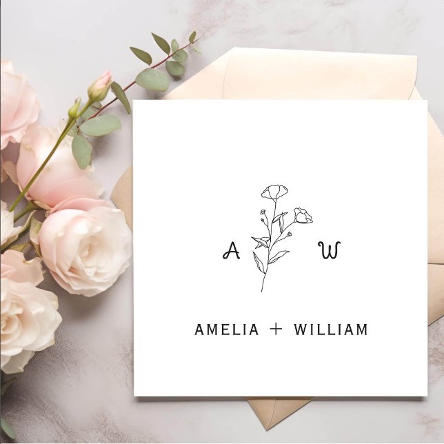 Simple Minimalist Elegant Floral Wedding Napkin (Creator Uploaded)