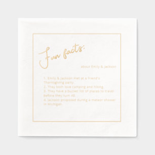 Simple Minimalist Elegant Fun Facts Wedding Foil Napkins