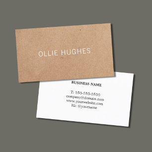 Simple Minimalist Elegant Kraft Paper White Business Card