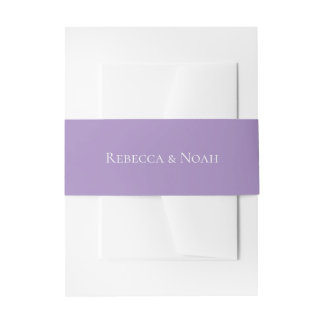 Simple Minimalist Elegant Lavender Text Wedding Invitation Belly Band