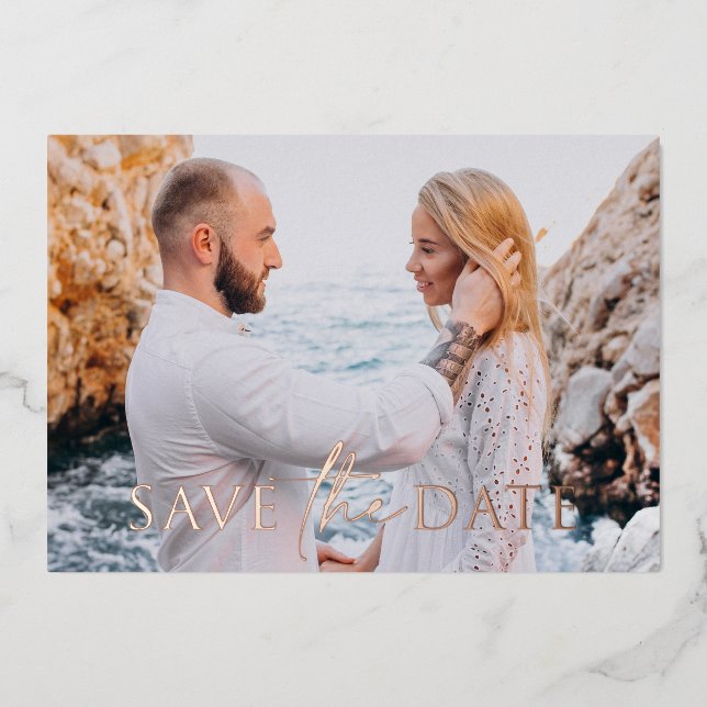 Simple Minimalist Elegant One Photo Save the Date (Front)