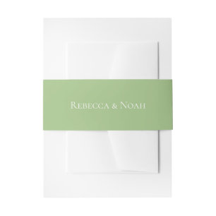 Simple Minimalist Elegant Sage Text Wedding Invitation Belly Band