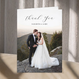 Simple Minimalist Elegant Script Thank You Wedding Card