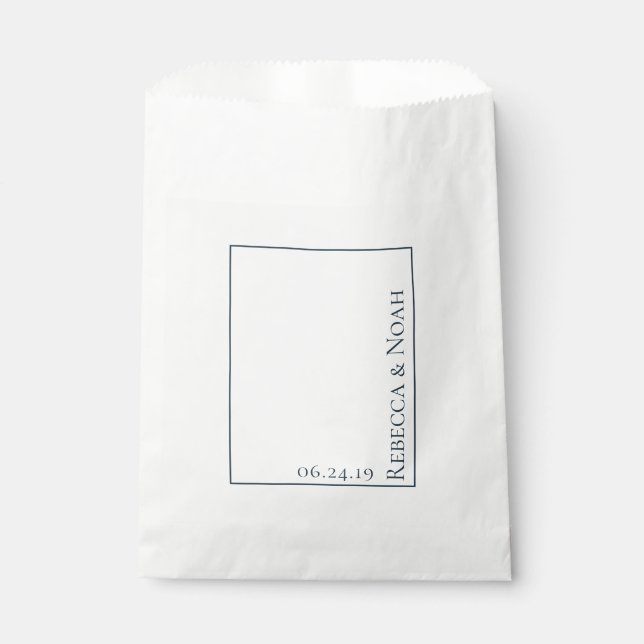 Simple Minimalist Elegant Understated Text Wedding Favour Bag (Front)