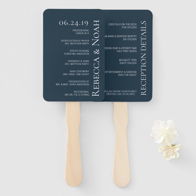 Simple Minimalist Elegant Understated Text Wedding Hand Fan (Front and Back)