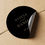 Simple minimalist elegant wedding envelope seal<br><div class="desc">Elegant simple minimal wedding invitation black envelope seal sticker featuring a classy stylish chic trendy faux gold calligraphy script. Easy to personalize with your details! Suitable for formal black tie neutral weddings. Please note that the background colour can be changed to match your wedding colour scheme. If comfortable doing it,...</div>