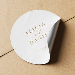 Simple minimalist elegant wedding envelope seal<br><div class="desc">Elegant simple minimal wedding invitation envelope seal sticker featuring a classy stylish chic trendy faux gold calligraphy script. Easy to personalize with your details! Suitable for formal black tie neutral weddings. Please note that the background colour can be changed to match your wedding colour scheme. If comfortable doing it, you...</div>
