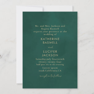 Simple minimalist Emerald green wedding Invitation