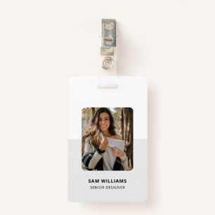 Simple Minimalist Employee ID with Barcode  Badge