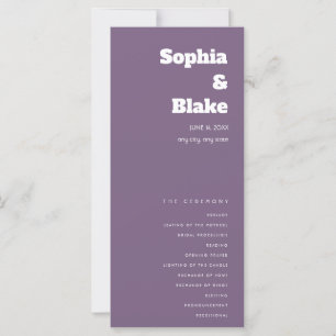 Simple Minimalist Faded Purple Wedding Program
