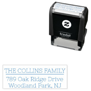 Simple Minimalist Family Name Address Self-inking Stamp