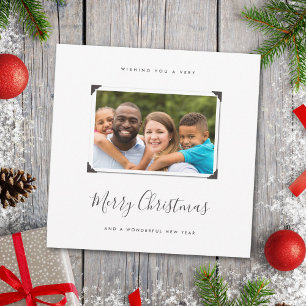 Simple Minimalist Family Photo Merry Christmas Holiday Card