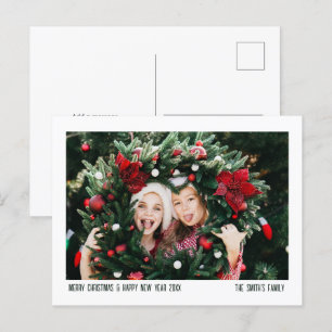 Simple Minimalist Family Portait Christmas Photo Holiday Postcard