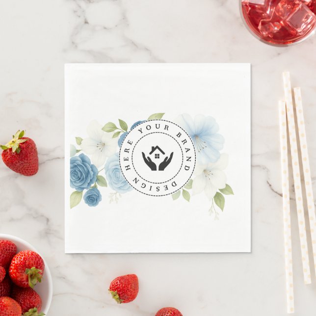 Simple Minimalist Floral Custom Logo Paper Napkin (Insitu)