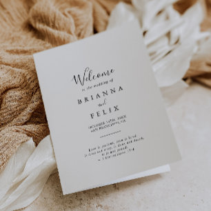 Simple Minimalist Folded Wedding Program
