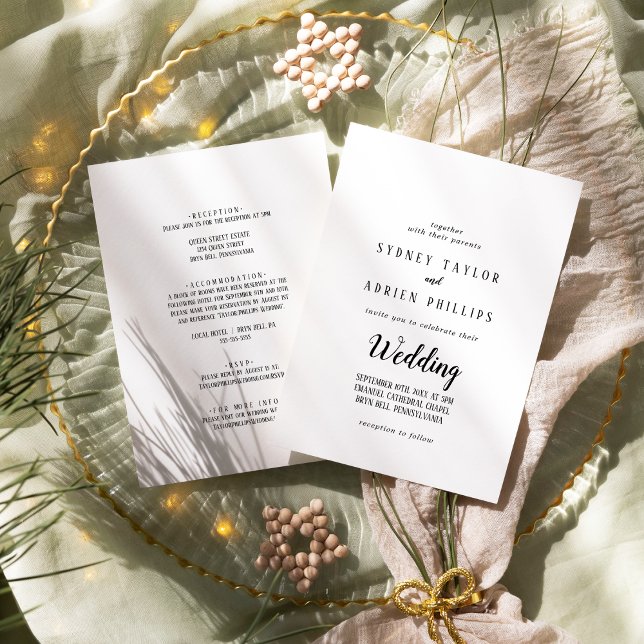 Simple Minimalist Front and Back Wedding Invitation (Creator Uploaded)