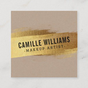 SIMPLE MINIMALIST glam faux gold foil brush stroke Square Business Card