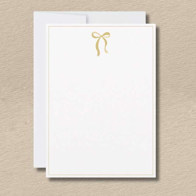 Simple Minimalist Gold Bow Thin Border No text Card (Creator Uploaded)