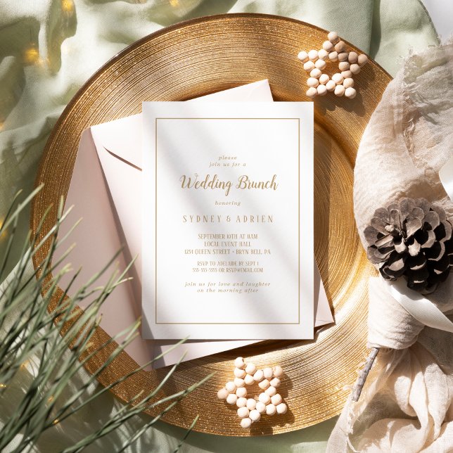 Simple Minimalist|Gold Bridal Shower Frame  Invitation (Creator Uploaded)