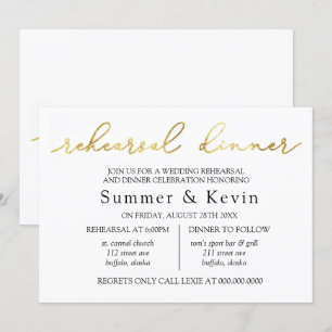 Simple Minimalist Gold Foil Rehearsal Dinner Invitation