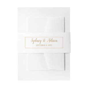 Simple Minimalist Gold Frame Wedding Invitation Belly Band