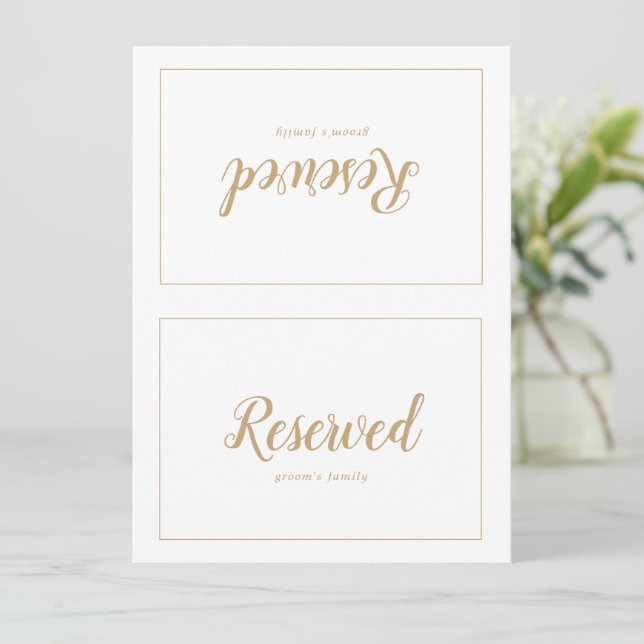 Simple Minimalist|Gold Frame Wedding Reserved Sign (Standing Front)
