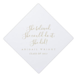 Simple Minimalist Gold Graduate Graduation  Cap Topper